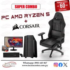 Combo PC de Escritorio AMD Ryzen 5 + Silla Corsair